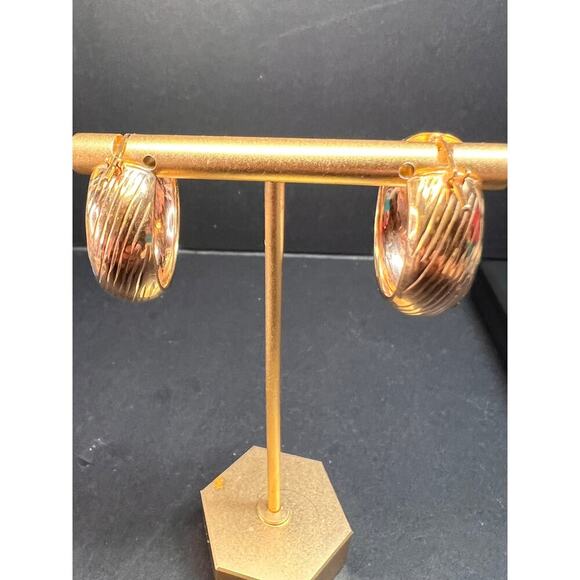 Rose Gold over sterling silver Italian hoop earrings - Picture 1 of 14